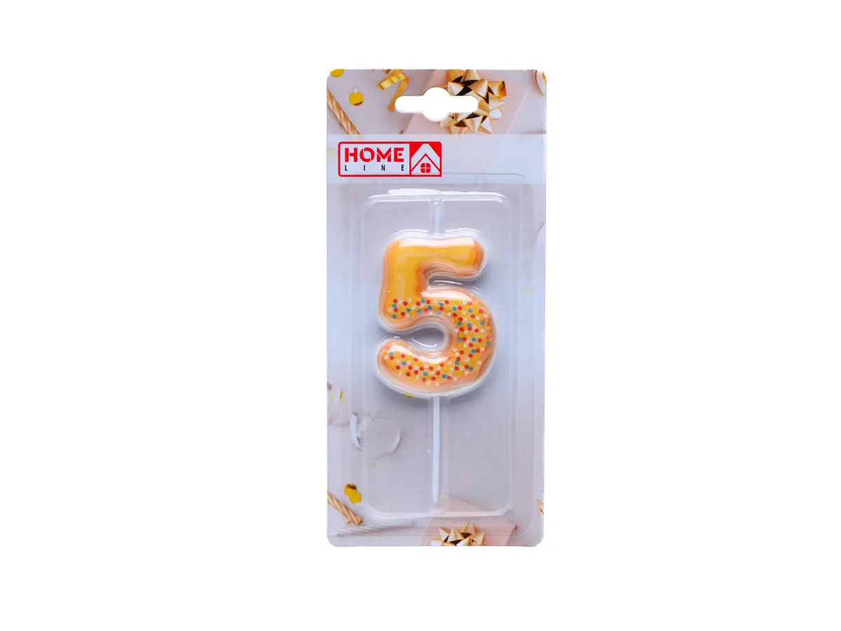 СВЕЧА для торта "Цифра 5" 4,5*6 см  (арт. DY0785-5, код 272594)
