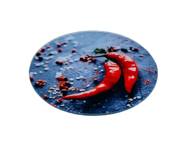 ДОСКА РАЗДЕЛОЧНАЯ стеклянная "Жгучие перцы" 20 см (арт. 26140985, код 270453)