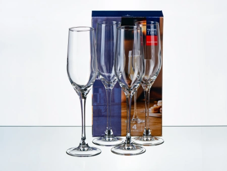 НАБОР БОКАЛОВ ДЛЯ ШАМПАНСКОГО стеклянных "Tasting time. Champagne" 4 шт. 160 мл/23,5 см (арт. P6818, код 035847)