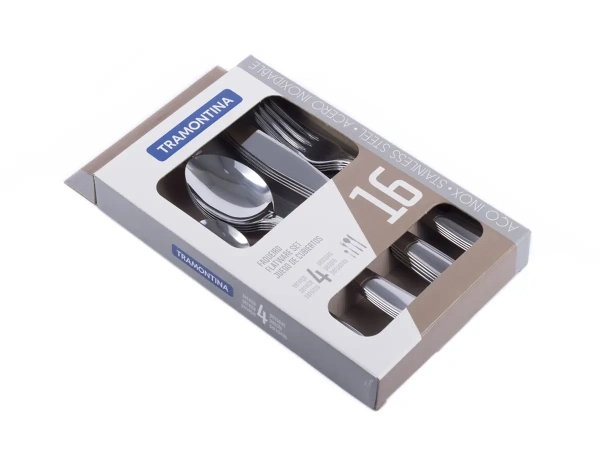 НАБОР СТОЛОВЫХ ПРИБОРОВ металлических "Copacabana" 16 пр.: 4 вилки 17,8 см, 4 ножа 20,6 см, 8 ложек 12,5/18,8 см (арт. 66901650, код 045565)