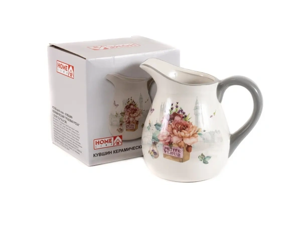 КУВШИН керамический "Розовая роза" 1 л/18*13,2*16,4 см (арт. HC766-pink rose, код 257843)