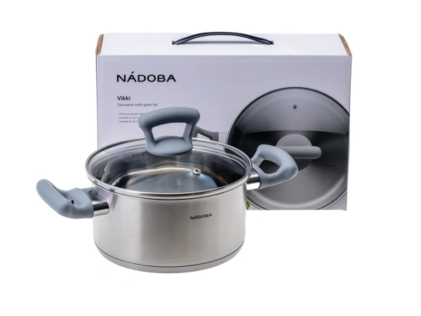 КАСТРЮЛЯ со стеклянной крышкой, 18 см/2,3 л, NADOBA, серия VIKKI (арт. 796113, код 000880)