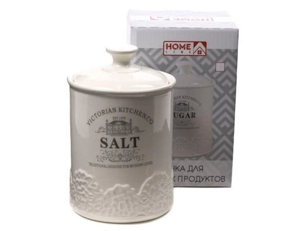 БАНКА ДЛЯ СЫПУЧИХ ПРОДУКТОВ керамическая "Salt" 650 мл/10,5*10,5*16,5 см (арт. HC1910017-6.5SA, код 221141)
