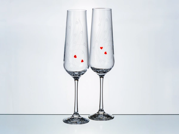 НАБОР БОКАЛОВ ДЛЯ ШАМПАНСКОГО стеклянных "Sparkly Love" 2 шт. 200 мл (арт. 40728/Q9472/200-2, код 074313)