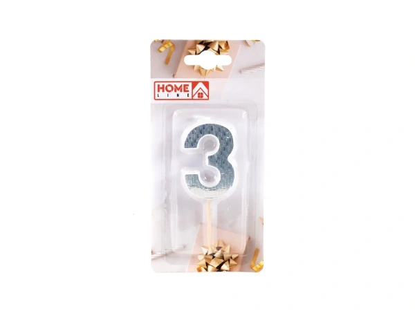СВЕЧА для торта "Цифра 3" 3*5 см (арт. DY0010-7/3, код 254361)
