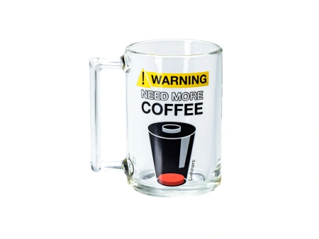 КРУЖКА стеклянная "Фитнес. Coffee warning" 320 мл/11 см (арт. O0584, код 057955)